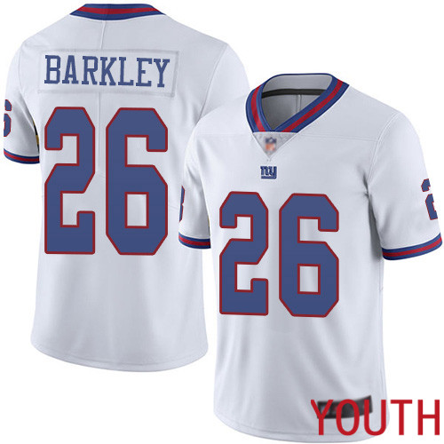 Youth New York Giants #26 Saquon Barkley Limited White Rush Vapor Untouchable Football NFL Jersey->youth nfl jersey->Youth Jersey